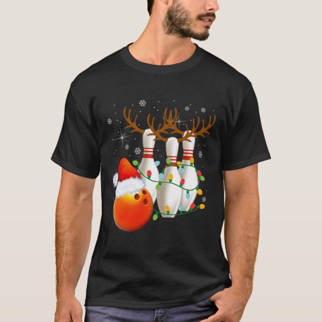 Camiseta Navidades de Bowling Gifts Bowling Santa Hat Chris (Anverso)