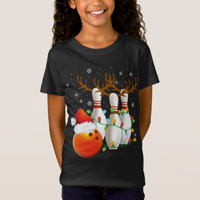 Camiseta Navidades de Bowling Gifts Bowling Santa Hat Chris (Anverso)