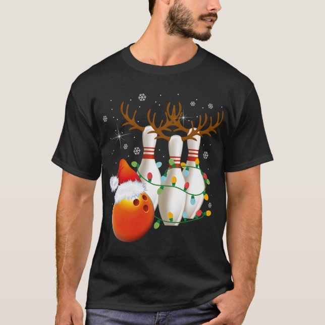 Camiseta Navidades de Bowling Gifts Bowling Santa Hat Chris (Anverso)