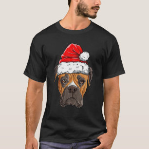 Camiseta Navidades de boxeo Perro Santa Hat Niños Chicas