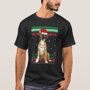Camiseta Navidades de Boxer en Santa Hat Light Dog