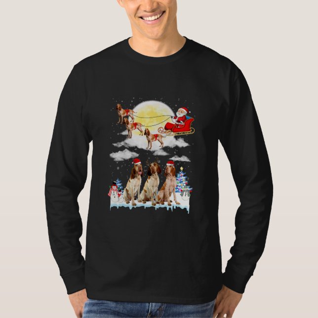 Camiseta Navidades de Bracco Italiano Dog Santa Sleigh  (Anverso)