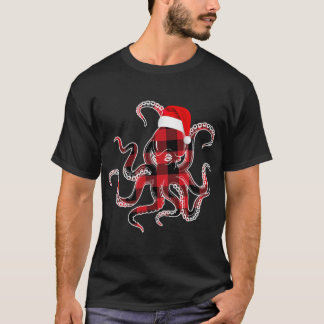 Camiseta Navidades de búfalos de la familia Red Plaid Octop