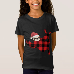 Camiseta Navidades de búfalos de la familia Red Plaid Sloth