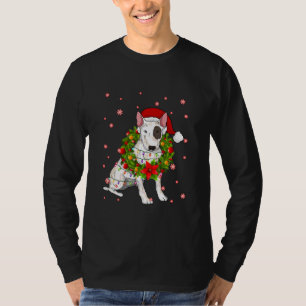 Camiseta Navidades de Bull Terrier Santa Hat Xmas Luces Per