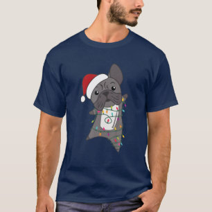 Camiseta Navidades de Bulldog de Francia Santa Clara