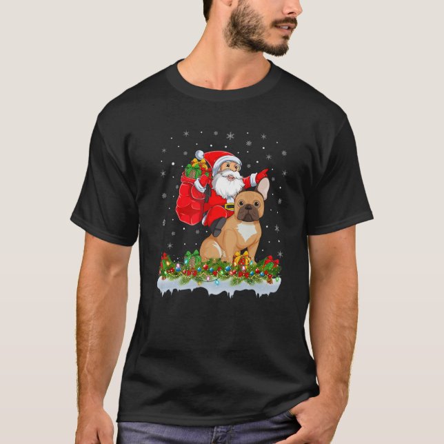Camiseta Navidades de Bulldog de Santa Claus Riding (Anverso)