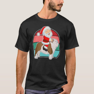 Camiseta Navidades de Bulldog de Santa Riding en inglés Nav