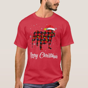 Camiseta Navidades de Bulldog de seda roja iluminan a amant