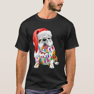 Camiseta Navidades de Bulldog escuetos Camisas Santa Hat Xm