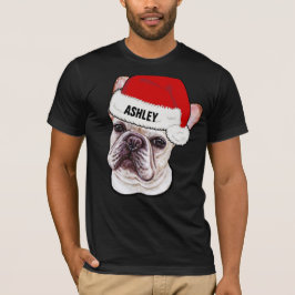Camiseta Navidades de Bulldog francés lindo Gorra perro gra