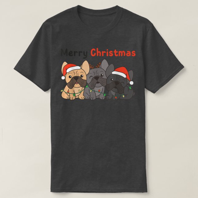 Camiseta Navidades de Bulldog franceses animales cortan per (Diseño del anverso)