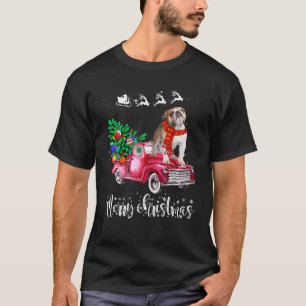 Camiseta Navidades de Bulldog ingleses viajan en camión roj