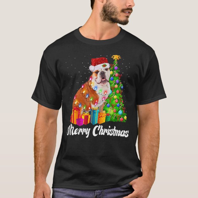 Camiseta Navidades De bulldog Pj Ropa Fiesta Perro (Anverso)
