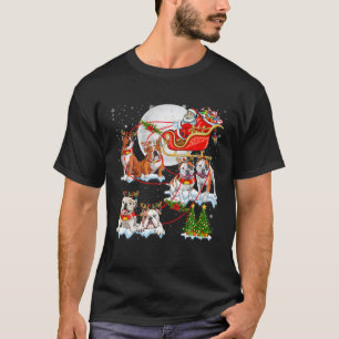 Camiseta Navidades de Bulldoges de renos de Santa Sleigh