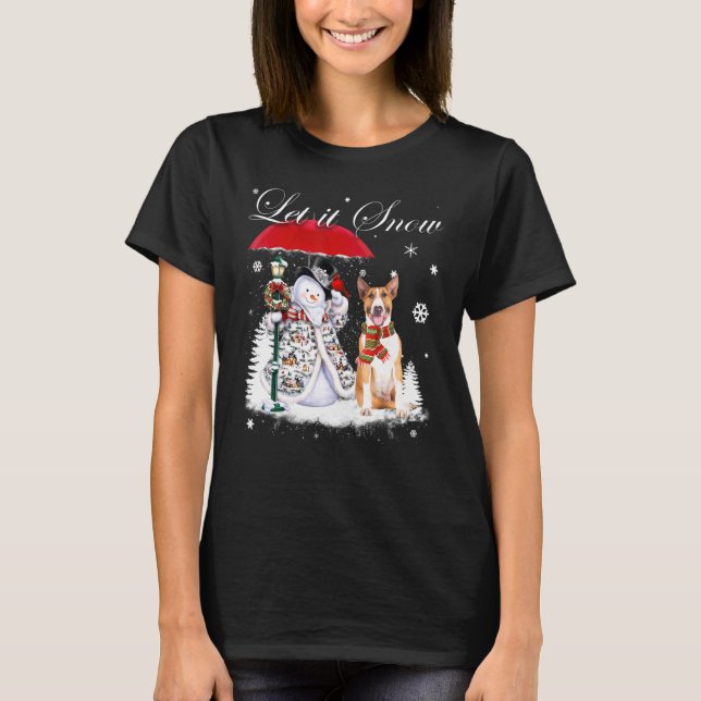 Camiseta Navidades de buller Terrier Santa Dog Snowman Xmas (Anverso)