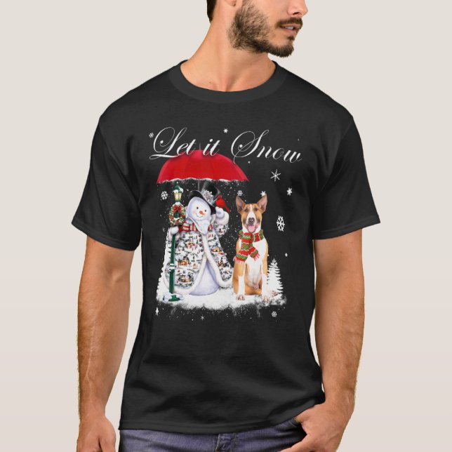 Camiseta Navidades de buller Terrier Santa Dog Snowman Xmas (Anverso)