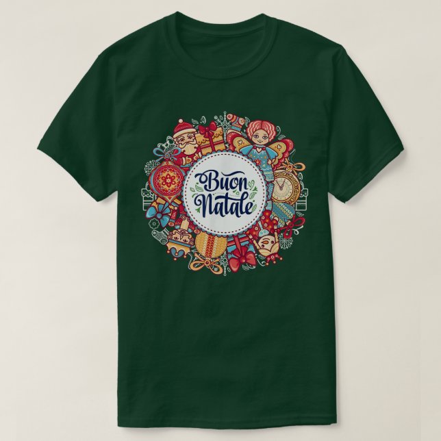 Camiseta Navidades de Buon Natale Vacantes Italiano Feliz H (Diseño del anverso)