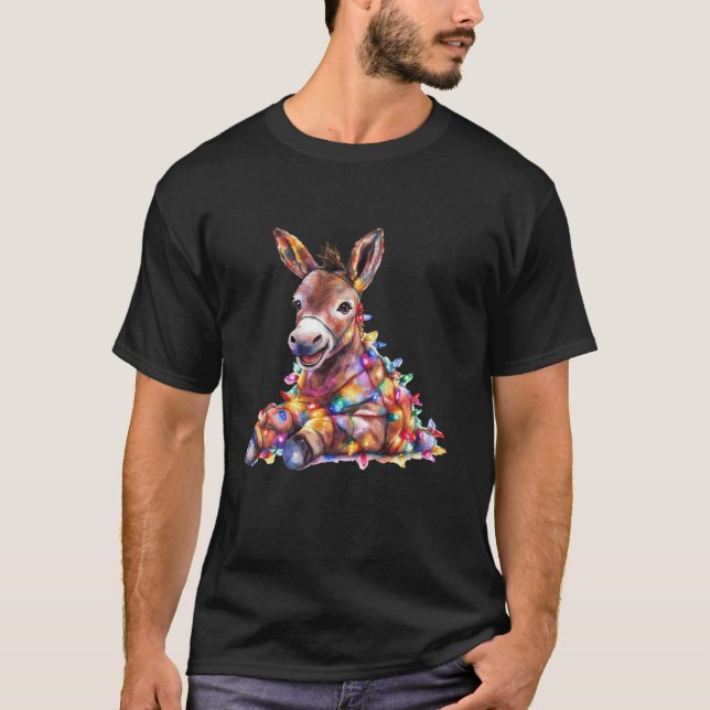 Camiseta Navidades de burro iluminan divertida Navidad en S (Anverso)