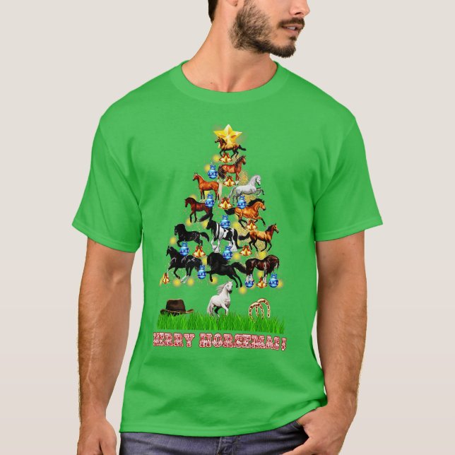 Camiseta Navidades de caballos Árbol de Navidad (Anverso)