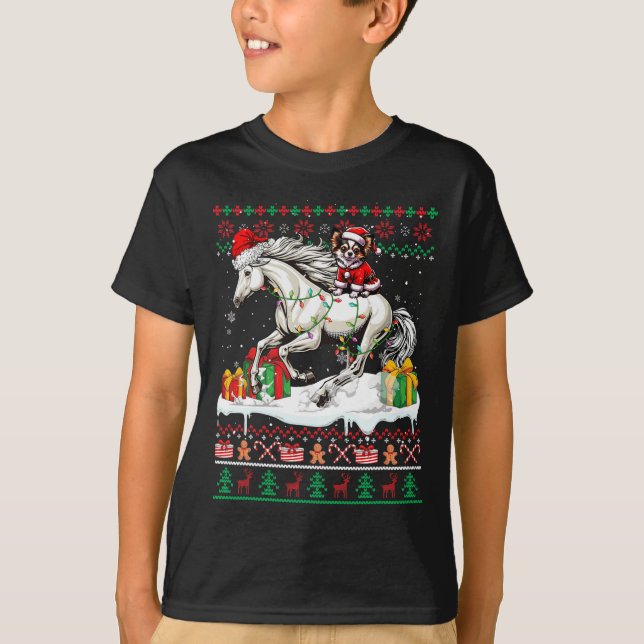 Camiseta Navidades de caballos de Santa Chihuahua (Anverso)