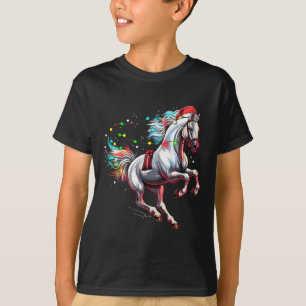 Camiseta Navidades de caballos de Santa Claus Vestido de eq