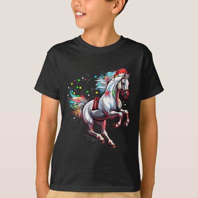 Camiseta Navidades de caballos de Santa Claus Vestido de eq (Anverso)