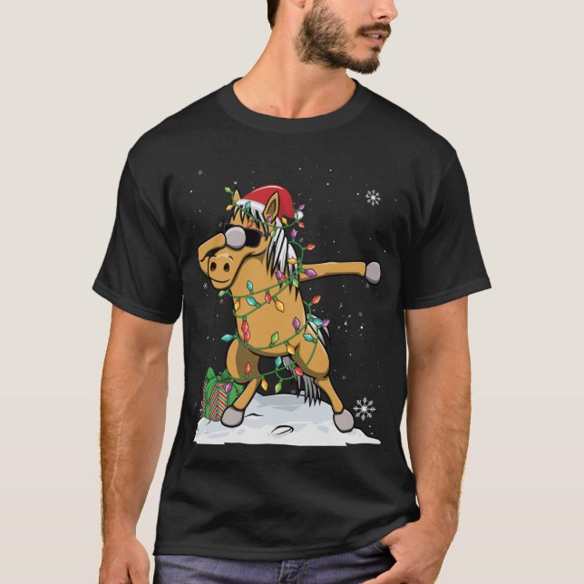 Camiseta Navidades de caballos de Santa Dabbing iluminan di (Anverso)