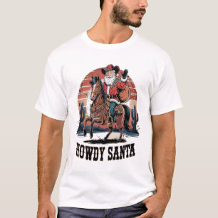 Camiseta Navidades de caballos del Cowboy Howdy Santa