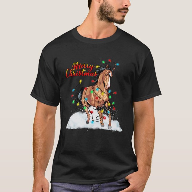 Camiseta Navidades de caballos divertidos iluminan pijamas  (Anverso)