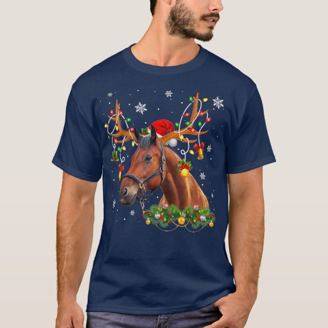 Camiseta Navidades de caballos iluminan Navidad de caballo (Anverso)