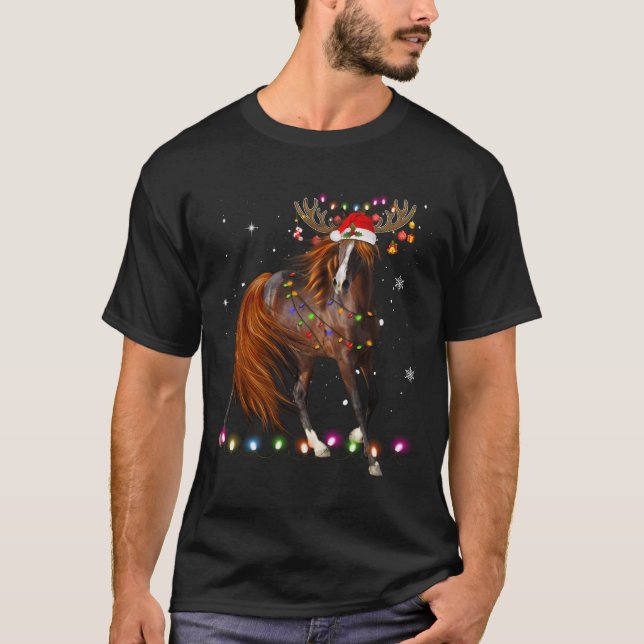 Camiseta Navidades de caballos iluminan renos divertidos ca (Anverso)