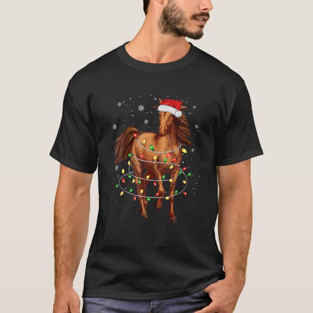 Camiseta Navidades de caballos tumultuosos alumbran diverti (Anverso)