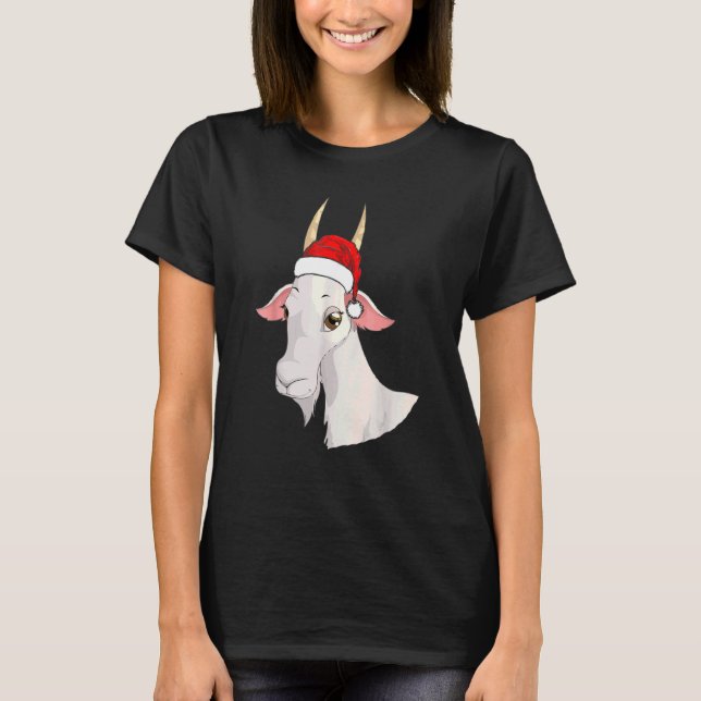 Camiseta Navidades de cabra animales de la granja Santa Hat (Anverso)