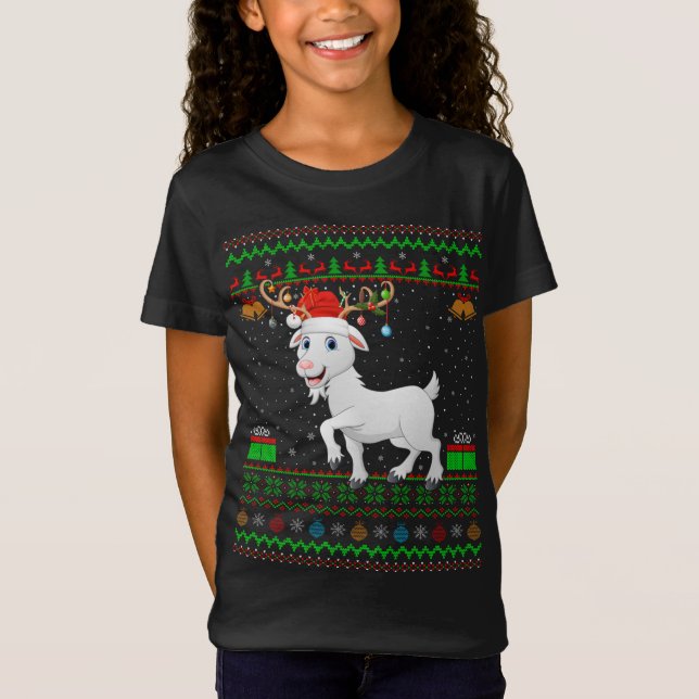 Camiseta Navidades de cabra con gorra de Santa (Anverso)