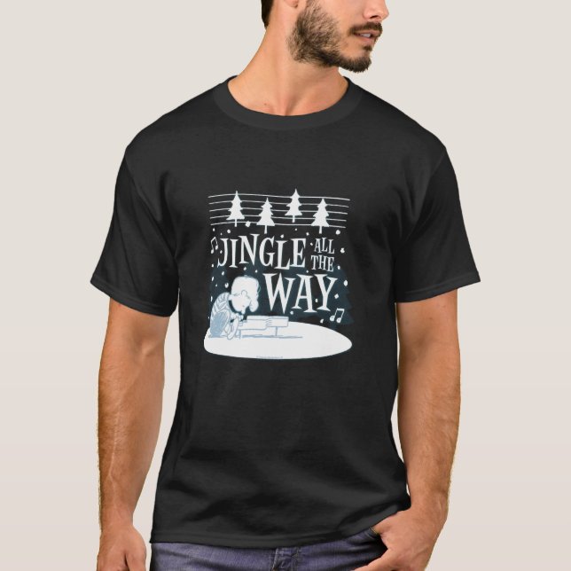 Camiseta Navidades de cacahuetes Schroeder jugando jingle B (Anverso)