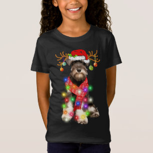 Camiseta Navidades de Cachorro Cómico Lover Schnauzer ilumi