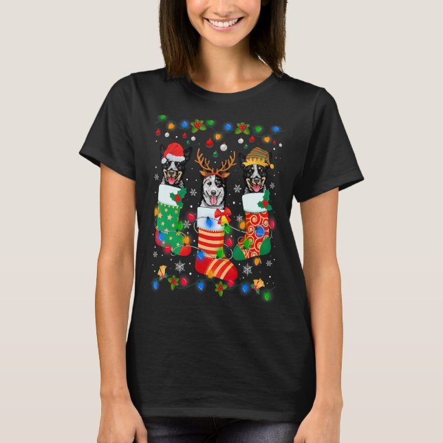 Camiseta Navidades de cachorro de perro de ganado australia (Anverso)