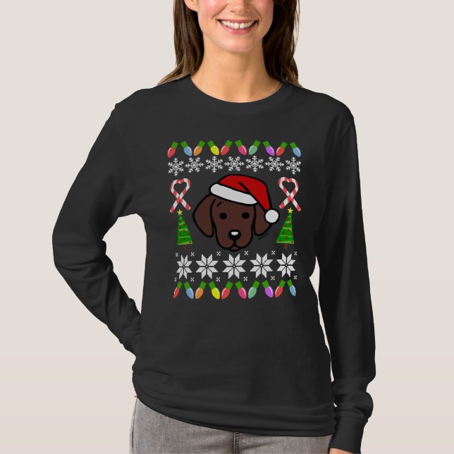 Camiseta Navidades de cachorros de chocolate Labrador Santa (Anverso)