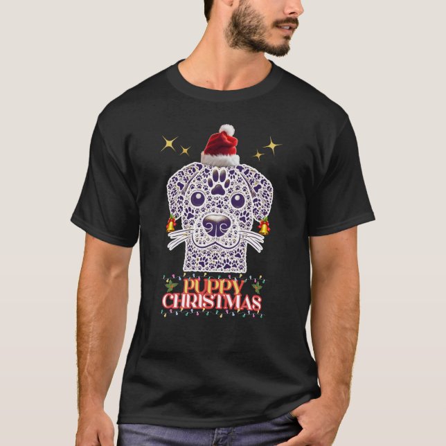 Camiseta Navidades de cachorros - Diseño festivo de perros (Anverso)