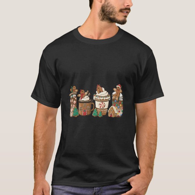 Camiseta Navidades de café Gingerbread Mujeres Rosa Latte C (Anverso)