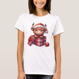 Camiseta Navidades de cajas de regalos de vacas de la regió