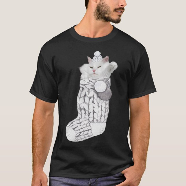 Camiseta Navidades de calzado de punto con esponja de gato  (Anverso)