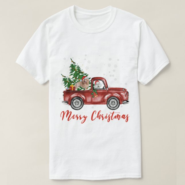 Camiseta Navidades de Camión Rojo de Carbón Estándar (Diseño del anverso)