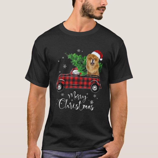 Camiseta Navidades de Camión Rojo de Chow Chow (Anverso)