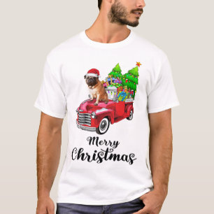 Camiseta Navidades de Camión Rojo de Pug Ride Pajama