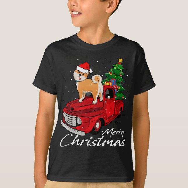 Camiseta Navidades de Camión Rojo de Santa Dog montan disfr (Anverso)