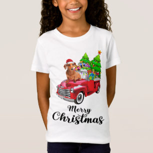 Camiseta Navidades de Camión Rojo en Dachshund