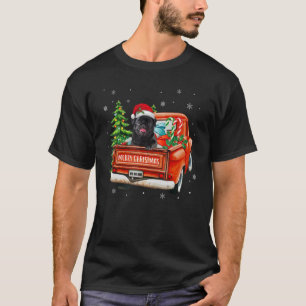Camiseta Navidades de Camión Rojo en motocicleta negro Perr