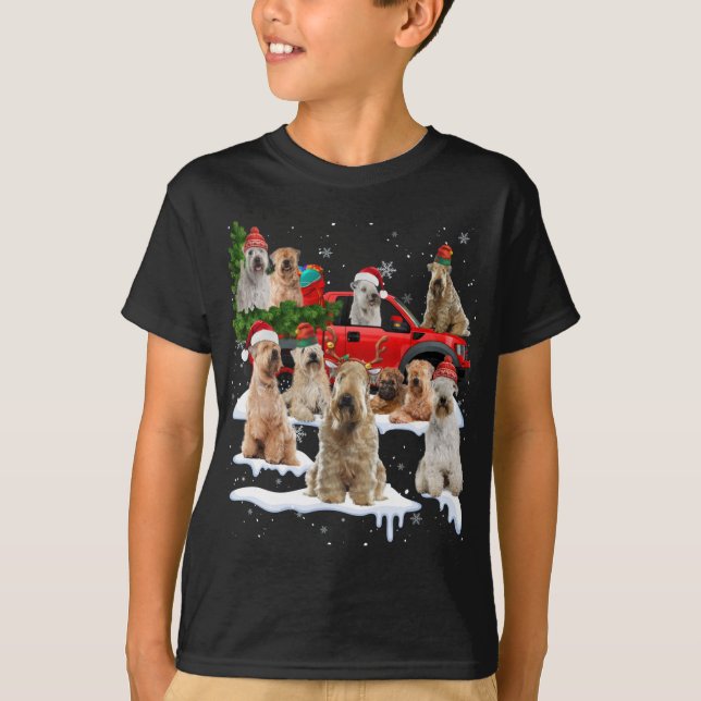 Camiseta Navidades de Camión Rojo Terrier con cubierta suav (Anverso)
